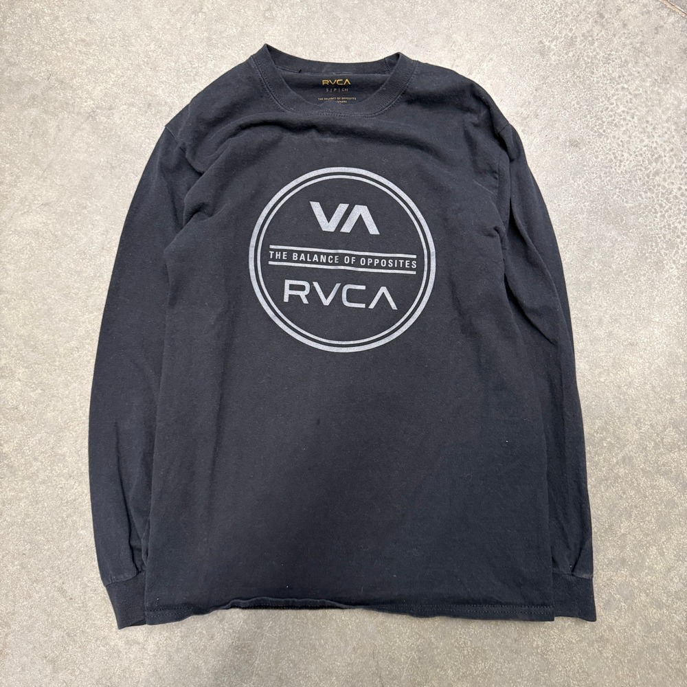 RVCA Men Black Balance of Opposites Long Sleeve Graphic T-Shirt Small RN 99064